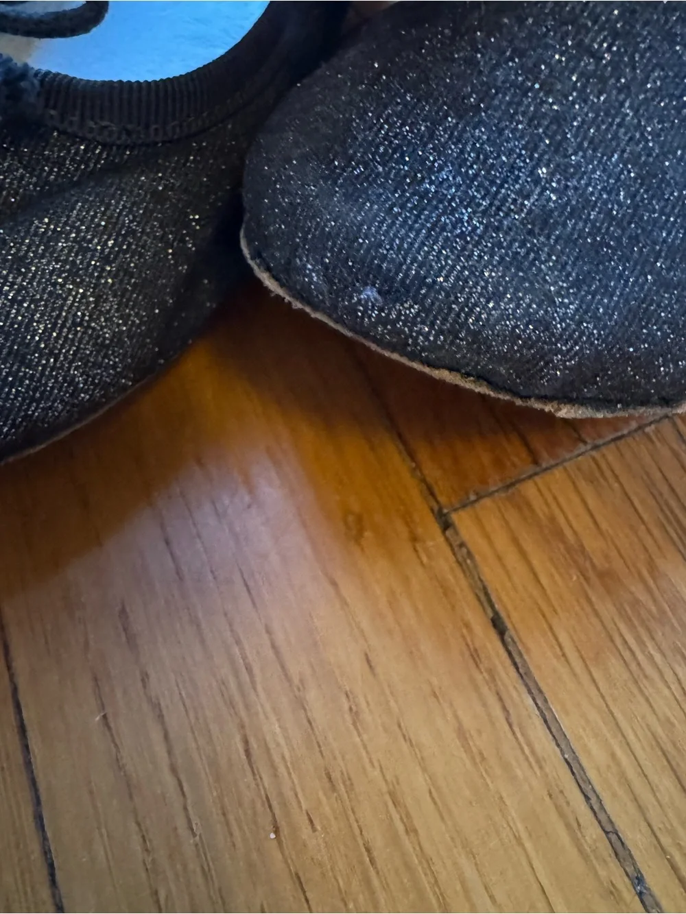 Repetto Cendrillon Black Glitter Ballet Flats with Bow Accent